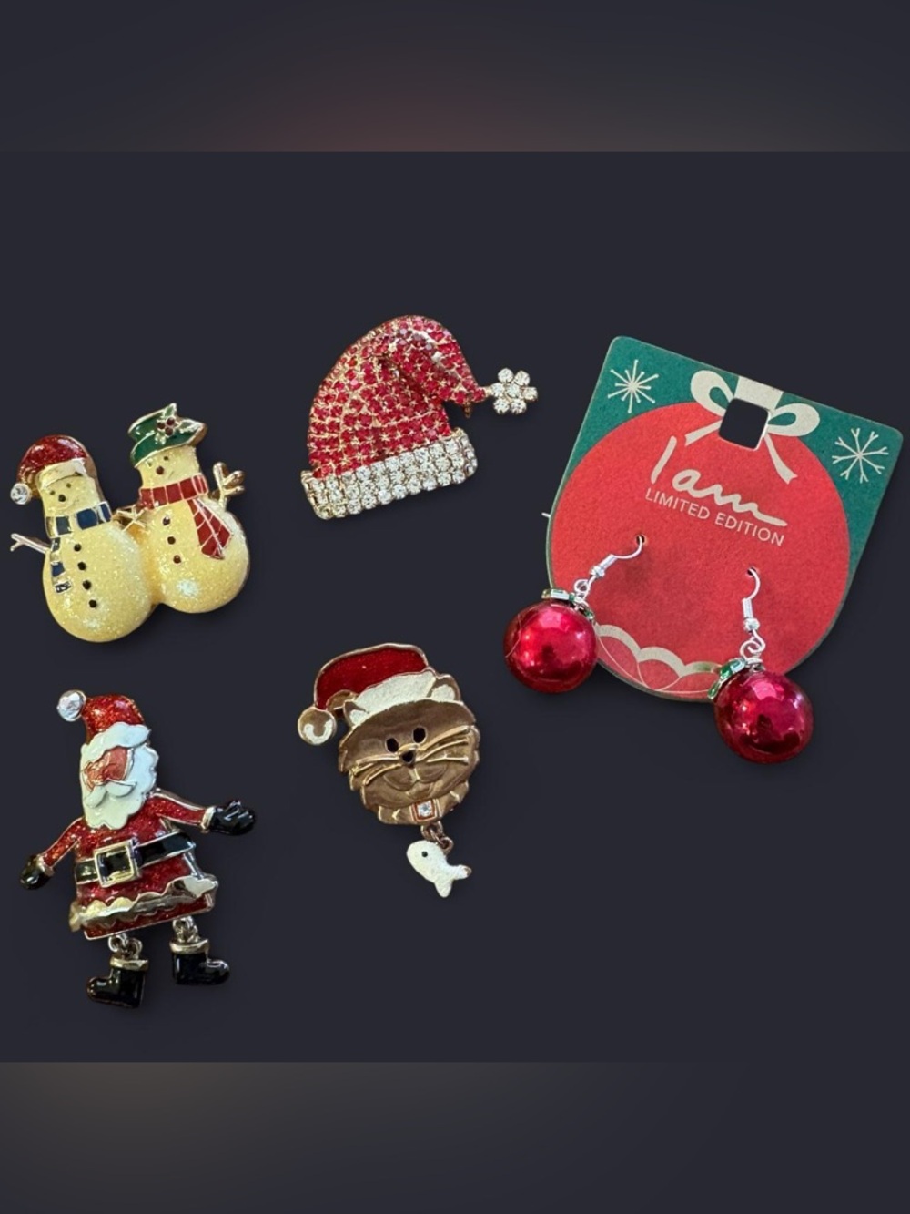 Christmas Brooch and Earring Set